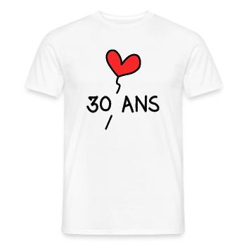 30. 30 YEARS. 30th ANNIVERSARY. 30 YEARS ANNIVERSARY. - Men's T-Shirt - white - Front - AI Model Male 178 dark (178cm)