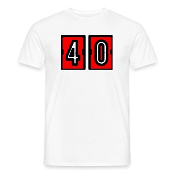 40. 40 ANS. 40e ANNIVERSAIRE. ANNIVERSAIRE 40 ANS. - T-shirt homme - blanc - Devant - AI Model Male 178 dark (178cm)