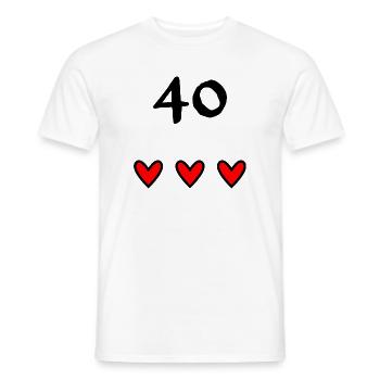 40. 40 YEARS. 40th ANNIVERSARY. 40 YEARS ANNIVERSARY. - Men's T-Shirt - white - Front - AI Model Male 178 dark (178cm)