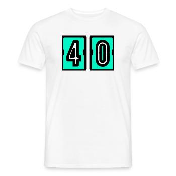 40. 40 YEARS. 40th ANNIVERSARY. 40 YEARS ANNIVERSARY. - Men's T-Shirt - white - Front - AI Model Male 178 dark (178cm)