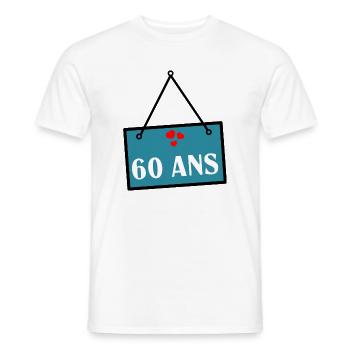 60. 60 ANS. 60e ANNIVERSAIRE. ANNIVERSAIRE 60 ANS. - T-shirt homme - blanc - Devant - AI Model Male 178 dark (178cm)