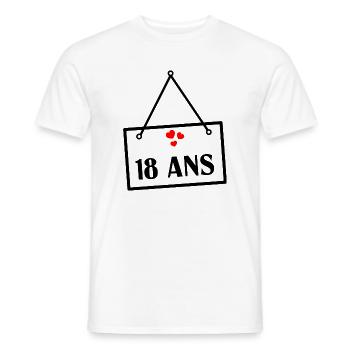 18. 18 YEARS OLD. 18th ANNIVERSARY. 18 BIRTHDAY. - Men's T-Shirt - white - Front - AI Model Male 178 dark (178cm)