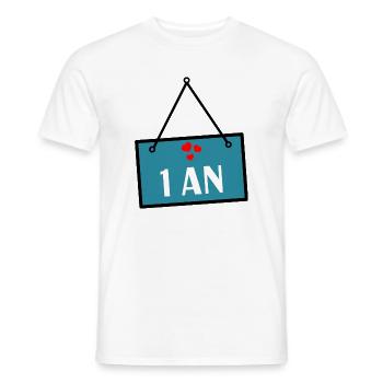 1. 1 year. 1st ANNIVERSARY. 1 YEAR ANNIVERSARY - Men's T-Shirt - white - Front - AI Model Male 178 dark (178cm)