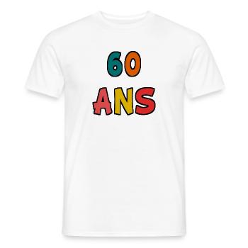 60. 60 ANS. 60e ANNIVERSAIRE. ANNIVERSAIRE 60 ANS. - T-shirt homme - blanc - Devant - AI Model Male 178 dark (178cm)