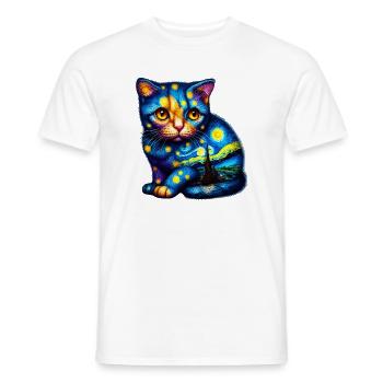 Chat - T-shirt homme - blanc - Devant - AI Model Male 178 dark (178cm)