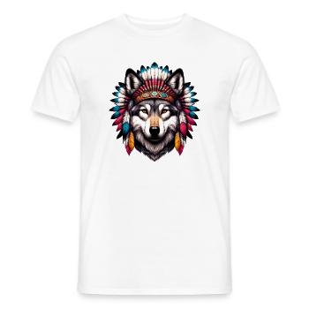 Loup amérindien Peaux-rouges d’Amérique - T-shirt homme - blanc - Devant - AI Model Male 178 dark (178cm)