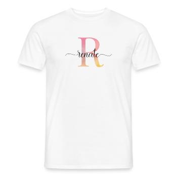 L | Monogramme | Nom | Renate |Aquarelle - T-shirt homme - blanc - Devant - AI Model Male 178 dark (178cm)