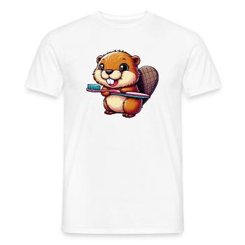 Beaver - Men's T-Shirt - white - Front - AI Model Male 178 dark (178cm)