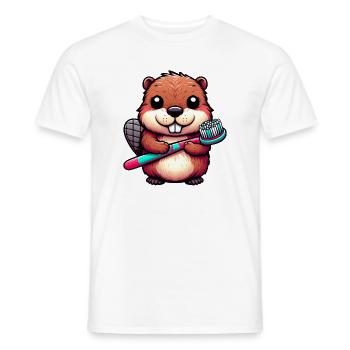 Beaver - Men's T-Shirt - white - Front - AI Model Male 178 dark (178cm)