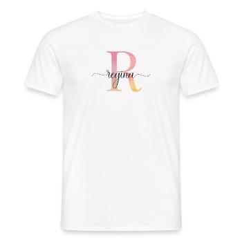 L | Monogramme | Nom | Régina |Aquarelle - T-shirt homme - blanc - Devant - AI Model Male 178 dark (178cm)