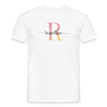 L | Monogramme | Nom | Roswitha |Aquarelle - T-shirt homme - blanc - Devant - AI Model Male 178 dark (178cm)