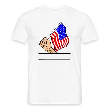 Espace de texte du poing du drapeau des États-Unis - T-shirt homme - blanc - Devant - AI Model Male 178 dark (178cm)