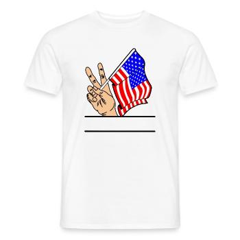 Flag USA peace sign text space - Men's T-Shirt - white - Front - AI Model Male 178 dark (178cm)