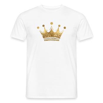 Couronne Reine/Roi Paillettes Dorées Personnalisable - T-shirt homme - blanc - Devant - AI Model Male 178 dark (178cm)