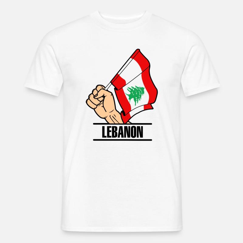 Flagge Libanon faust text LIBANON - Männer T-Shirt - Weiß