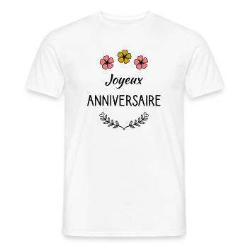 1. 1 AN. 1er ANNIVERSAIRE. ANNIVERSAIRE 1 AN - T-shirt homme - blanc - Devant - AI Model Male 178 dark (178cm)