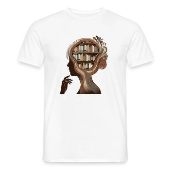 Bücher Kopf Illustration Denken Wissen - Männer T-Shirt - Weiß - Vorne - AI Model Male 178 dark (178cm)