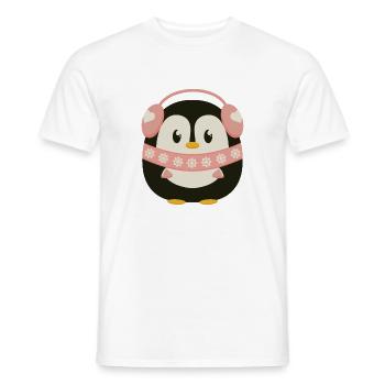Pingouin mignon en rose - T-shirt homme - blanc - Devant - AI Model Male 178 dark (178cm)