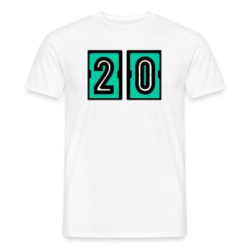 20. 20 ANS. 20e ANNIVERSAIRE. ANNIVERSAIRE 20 ANS. - T-shirt homme - blanc - Devant - AI Model Male 178 dark (178cm)
