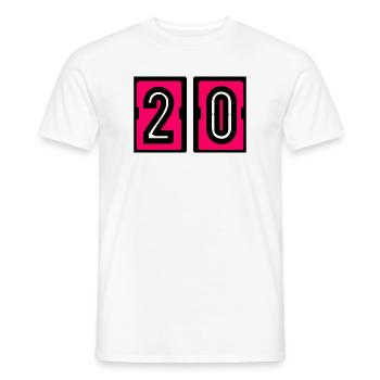 20. 20th ANNIVERSARY. 20 YEARS ANNIVERSARY. 20 YEARS. - Men's T-Shirt - white - Front - AI Model Male 178 dark (178cm)