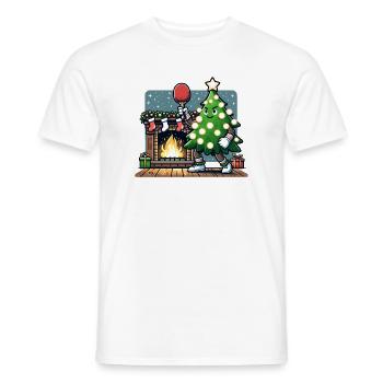 Table Tennis Christmas Tree Costume Christmas Tree - Men's T-Shirt - white - Front - AI Model Male 178 dark (178cm)