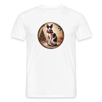 Weihnachtsporträt mit Sphynx - Männer T-Shirt - Weiß - Vorne - AI Model Male 178 dark (178cm)