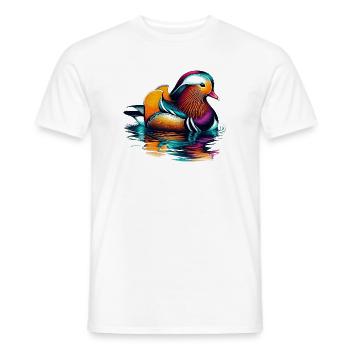 Mandarin duck - Men's T-Shirt - white - Front - AI Model Male 178 dark (178cm)