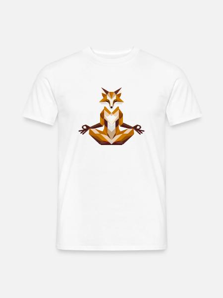 geometric fox in meditation - Men's T-Shirt - white