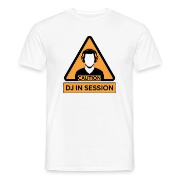 Caution DJ In Session - Men's T-Shirt - white - Front - AI Model Male 178 dark (178cm)