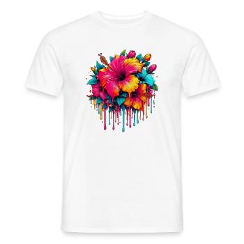 Fleurs d’hibiscus - T-shirt homme - blanc - Devant - AI Model Male 178 dark (178cm)
