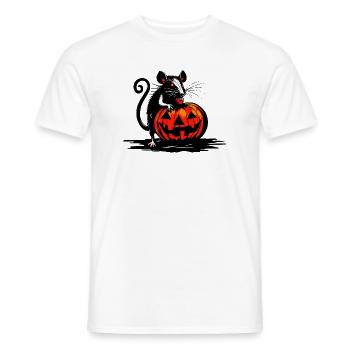 Ratte knabbert an Halloween Kürbis - Männer T-Shirt - Weiß - Vorne - AI Model Male 178 dark (178cm)