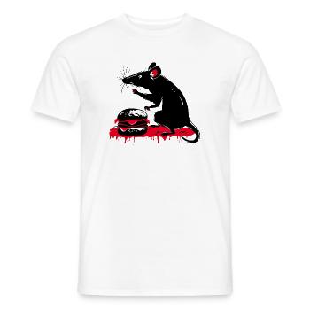 Rat with Burger in Street Art Tattoo Style - Men's T-Shirt - white - Front - AI Model Male 178 dark (178cm)
