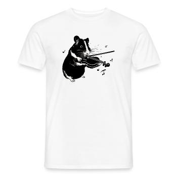 Hamster Playing a Violin - Music Hamster - Men's T-Shirt - white - Front - AI Model Male 178 dark (178cm)