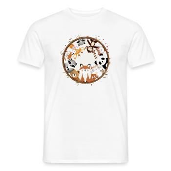 Circle full of cute animals like fox, panda,raccoon - Men's T-Shirt - white - Front - AI Model Male 178 dark (178cm)