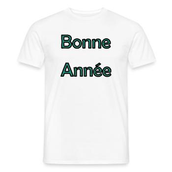 HAPPY NEW YEAR. NEW YEAR'S EVE. NEW YEAR - Men's T-Shirt - white - Front - AI Model Male 178 dark (178cm)