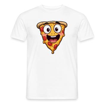 Happy Pizza Face Lustige Kunst - Männer T-Shirt - Weiß - Vorne - AI Model Male 178 dark (178cm)