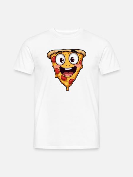 Happy Pizza Face Funny Art - Men's T-Shirt - white