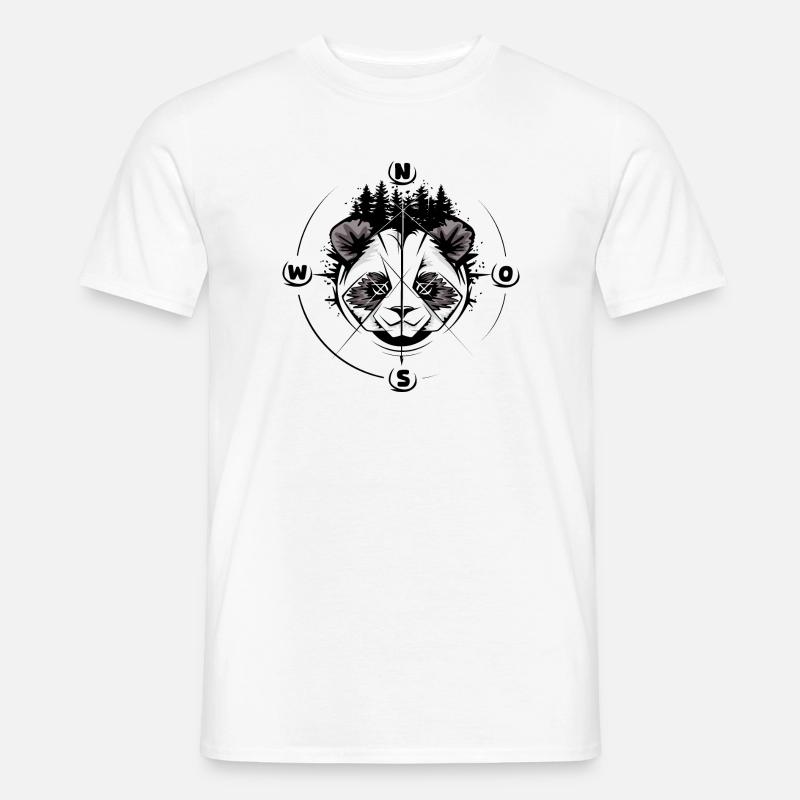 Panda Wald Kompass Koala Tattoo comic cartoon Logo - Männer T-Shirt - Weiß