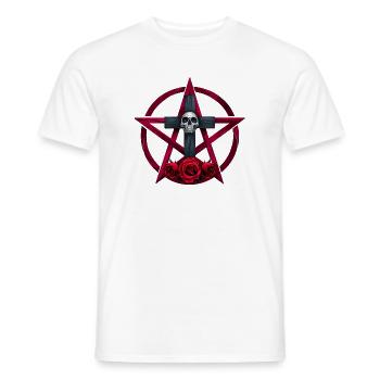 Pentagram muster, rosenblüte, Menschenschädel - Männer T-Shirt - Weiß - Vorne - AI Model Male 178 dark (178cm)