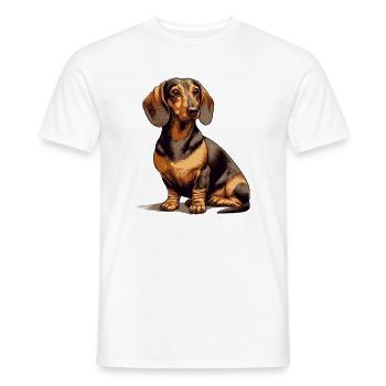 Sitzender Dackel - Männer T-Shirt - Weiß - Vorne - AI Model Male 178 dark (178cm)
