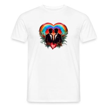The magic of the moment: elegant cheerful silhouettes - Men's T-Shirt - white - Front - AI Model Male 178 dark (178cm)