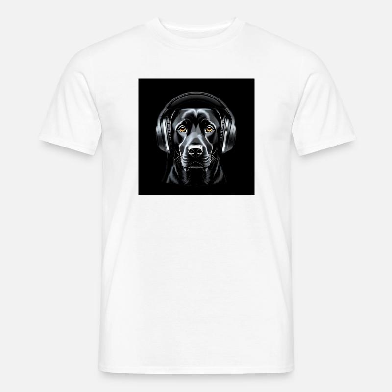 Labrador mit Kopfhörern Kunstmotiv - Männer T-Shirt - Weiß