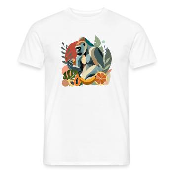 Stolzer Gorilla mit Banane in tropischer Umgebung - Männer T-Shirt - Weiß - Vorne - AI Model Male 178 dark (178cm)