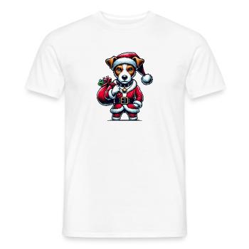Jack Russell Terrier Santa Claus - Men's T-Shirt - white - Front - AI Model Male 178 dark (178cm)