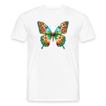 Schmetterling Plumeria Frangipani Plumerie - Männer T-Shirt - Weiß - Vorne - AI Model Male 178 dark (178cm)