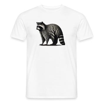 Maille de raton laveur et d’arbre en filigrane dans la fourrure - T-shirt homme - blanc - Devant - AI Model Male 178 dark (178cm)