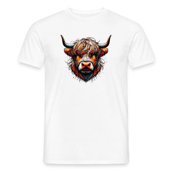 Scottish Highland Cow - Men's T-Shirt - white - Front - AI Model Male 178 dark (178cm)