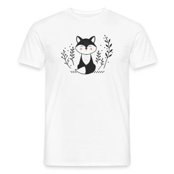 Smiling Fox – Minimalist Illustration - Men's T-Shirt - white - Front - AI Model Male 178 dark (178cm)