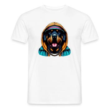 Chien - T-shirt homme - blanc - Devant - AI Model Male 178 dark (178cm)