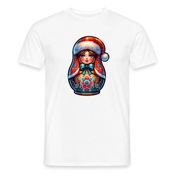 Russian Matryoshka Christmas Russia - Men's T-Shirt - white - Front - AI Model Male 178 dark (178cm)
